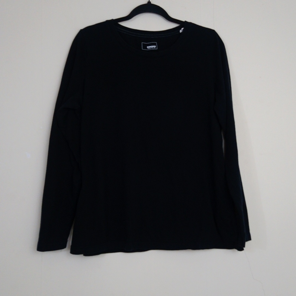 Casual Staple Basic Blank Black Essential Long Sl… - image 1